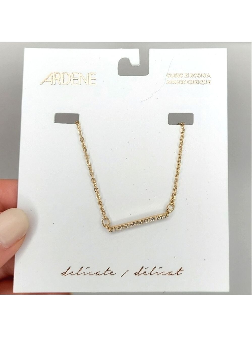 Cubic Zirconia Bar Necklace New